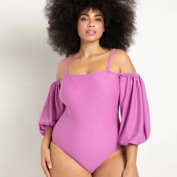 Eloquii Other - NWT Eloquii 20 Puff Sleeve Off The Shoulder Swimsuit